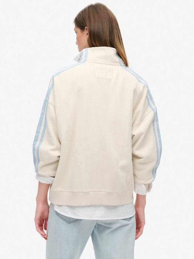 Свободный спортивный топ с аппликацией и молнией Superdry, Turtledove Cream/Blue — фото 2