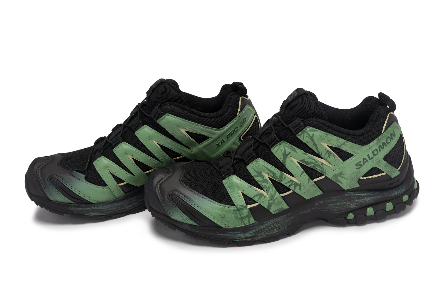SALOMON XA PRO 3D LA YAUTE дышащие кроссовки для бега низкие Unisex черные зеленые желтые — фото 4