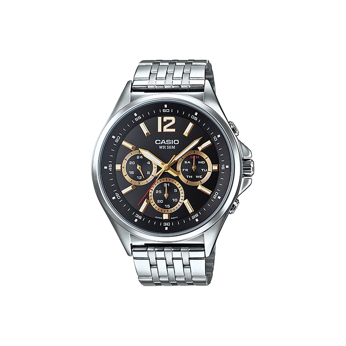 

CASIO Часы Men Standard Series 41.1mm Black Watch, Black Dial Silver Steel Strap