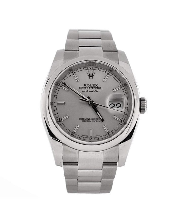 

Часы Oyster Perpetual Datejust Automatic из нержавеющей стали 36 мм Pre-Owned Rolex, серебряный