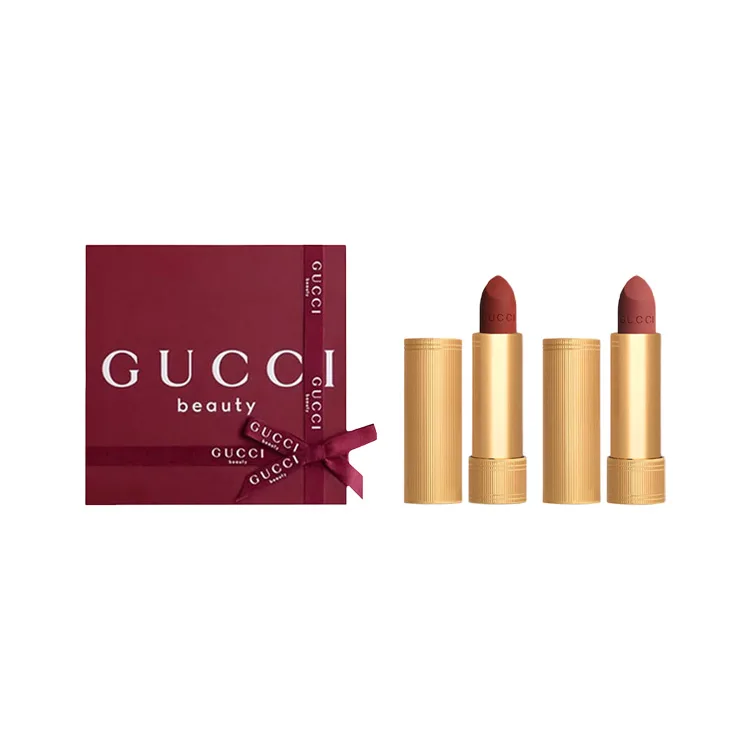 GUCCI Золотая помада с бархатным матовым бальзамом для губ в подарочной коробке, Two-Piece Set: #208 Matte Lipstick 3.5g+#505 Matte Lipstick 3.5g