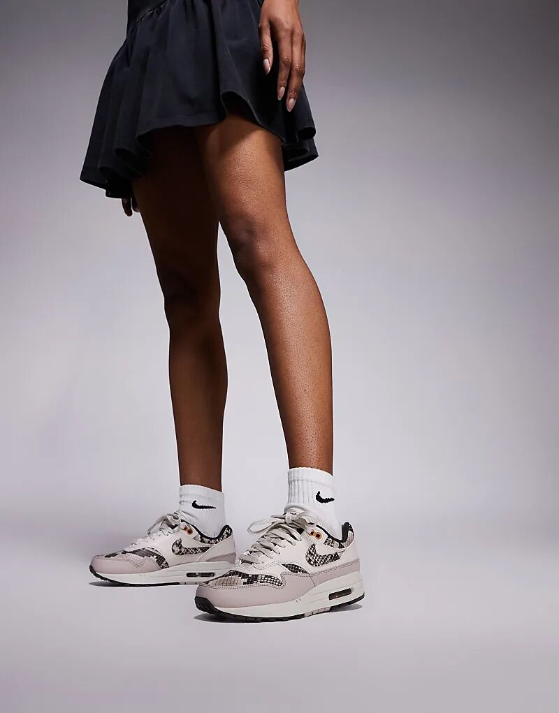 Кроссовки Nike Air Max 1'87 из змеиной кожи коричневого цвета — фото 3
