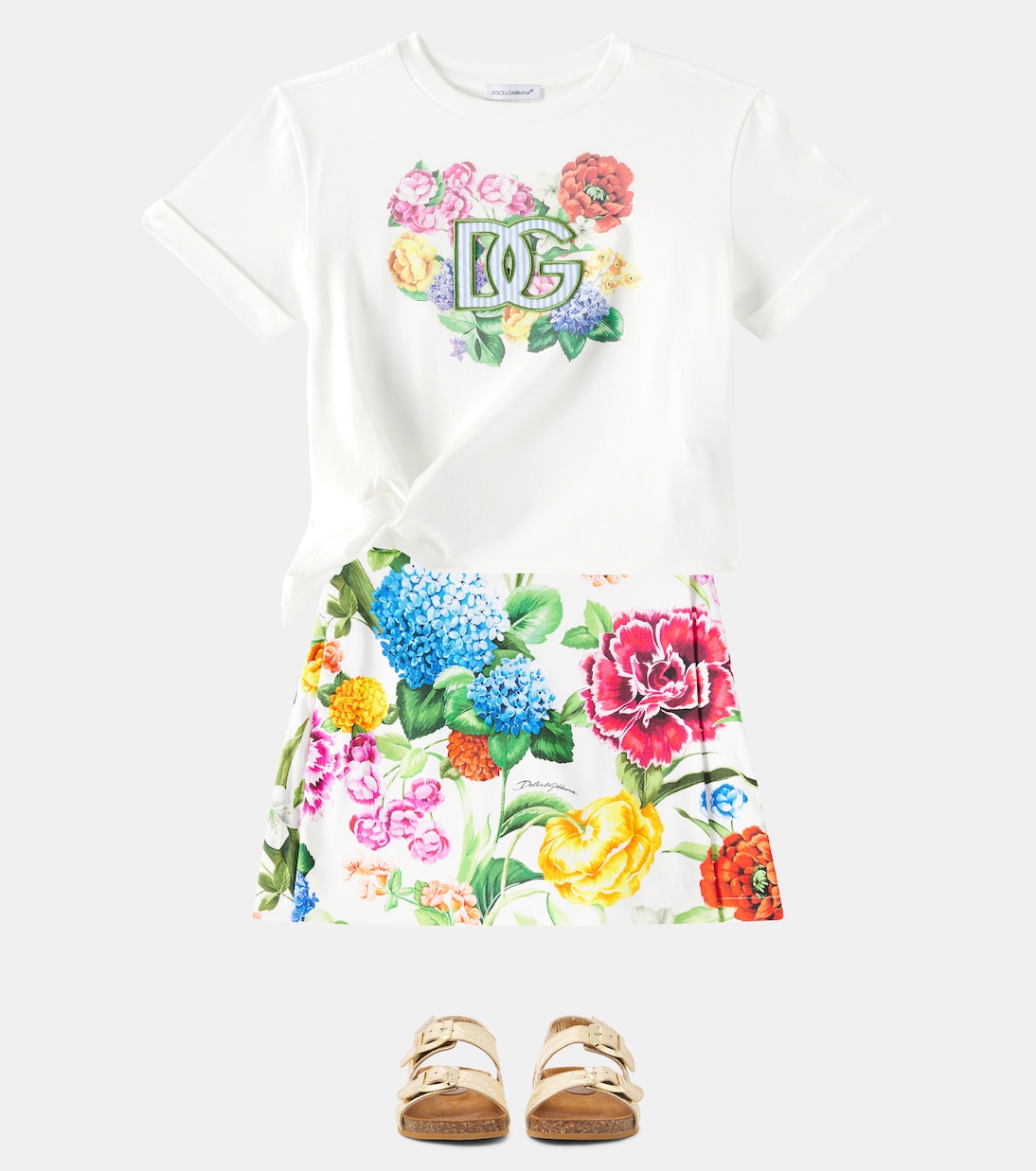 Сандалии из металлизированной кожи Dolce&Gabbana Kids, Oro — фото 2