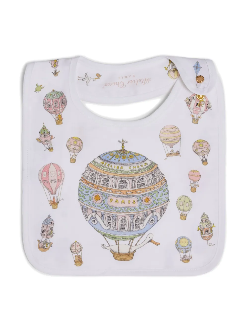 

Нагрудник Hot Air Balloons из органического хлопка Atelier Choux, белый