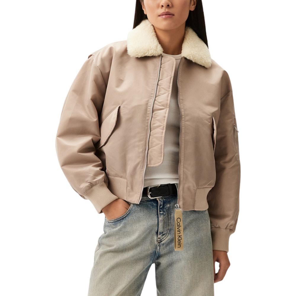 

Бежевые куртки и пальто из полиэстера Calvin Klein Jeans
