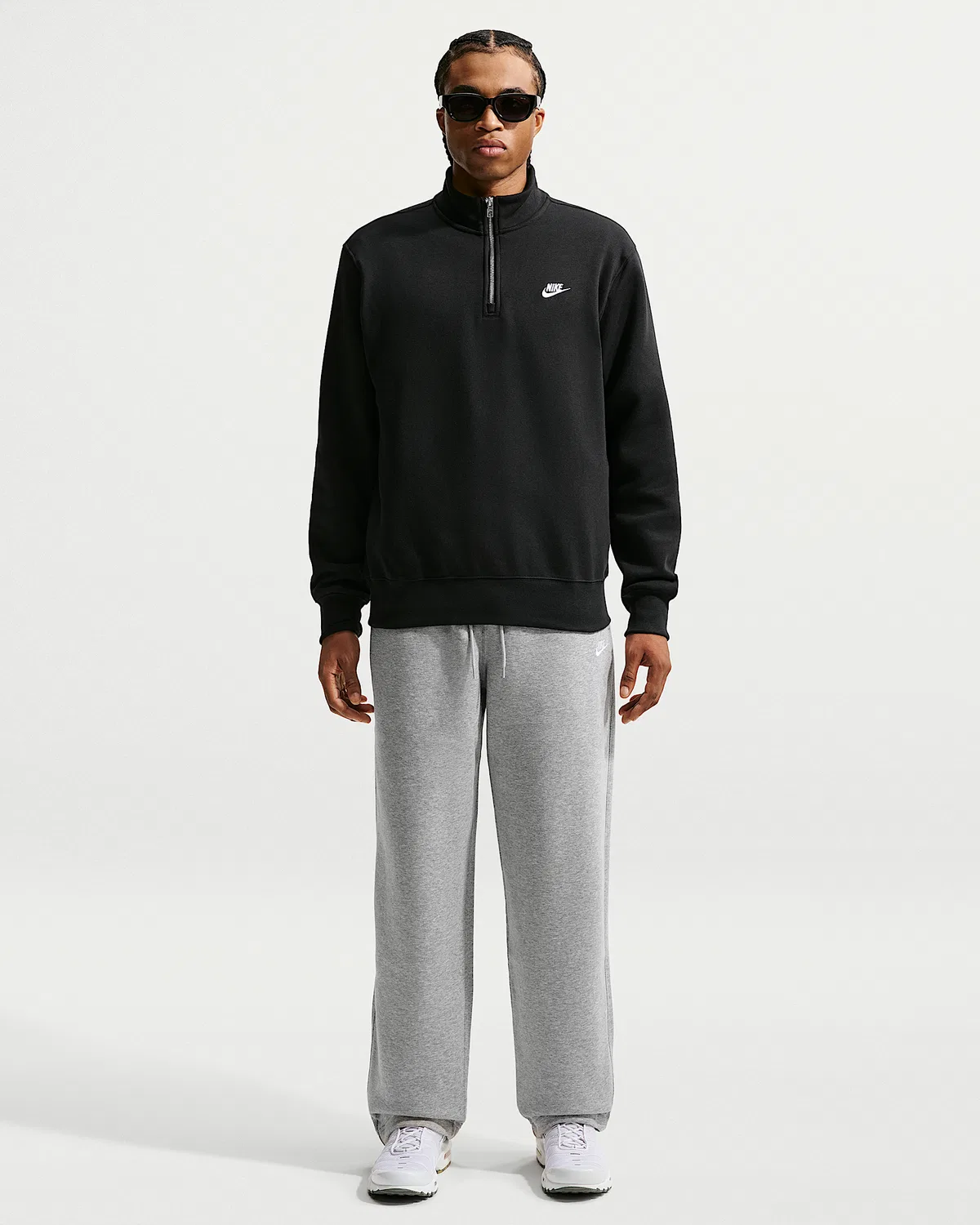 Мужские флисовые штаны Nike Sportswear Club, Dark Grey Heather/Light Smoke Grey/White