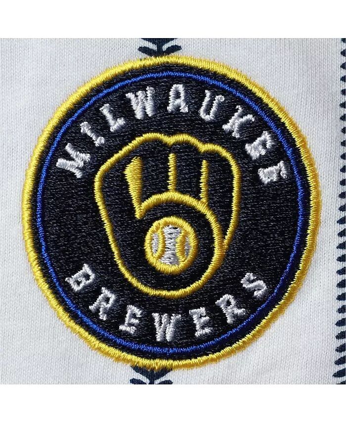 Боди с короткими рукавами Milwaukee Brewers Power Hitter для новорожденных мальчиков и девочек, белый, темно-синий Outerstuff — фото 4