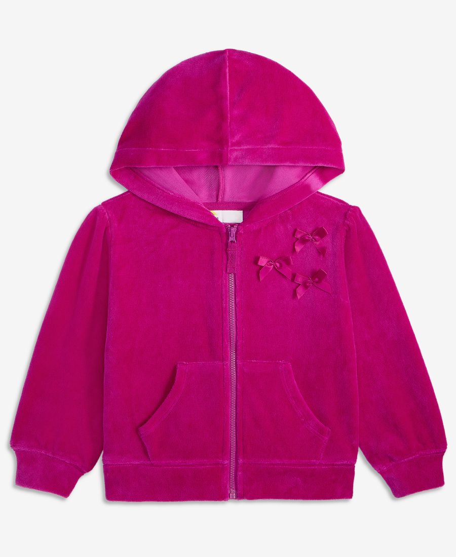 

Детская толстовка на молнии из велюра с лентами для девочек 2T-4T Epic Threads, Cranberry Rose