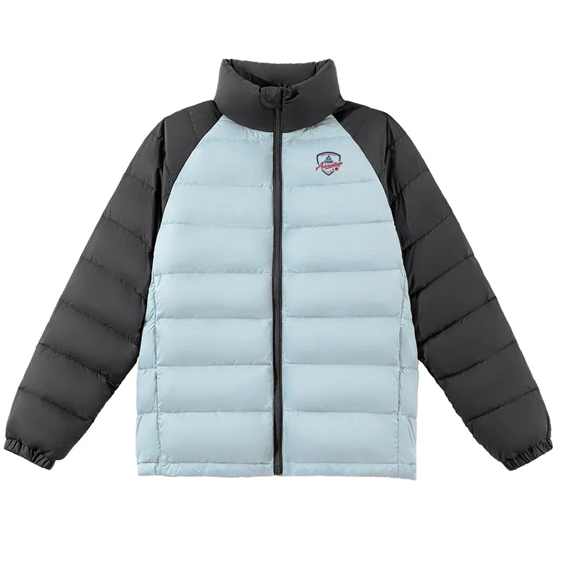 Детская пуховая куртка с воротником-стойкой PEAK Light Blue/PK Badge K
