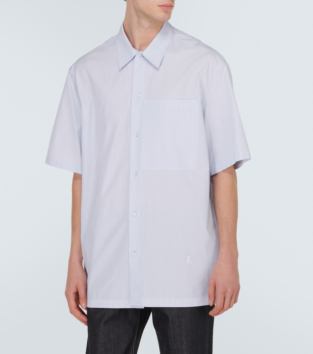 Пятничная хлопковая рубашка в тонкую полоску Jil Sander, Blue Fly Catcher — фото 3