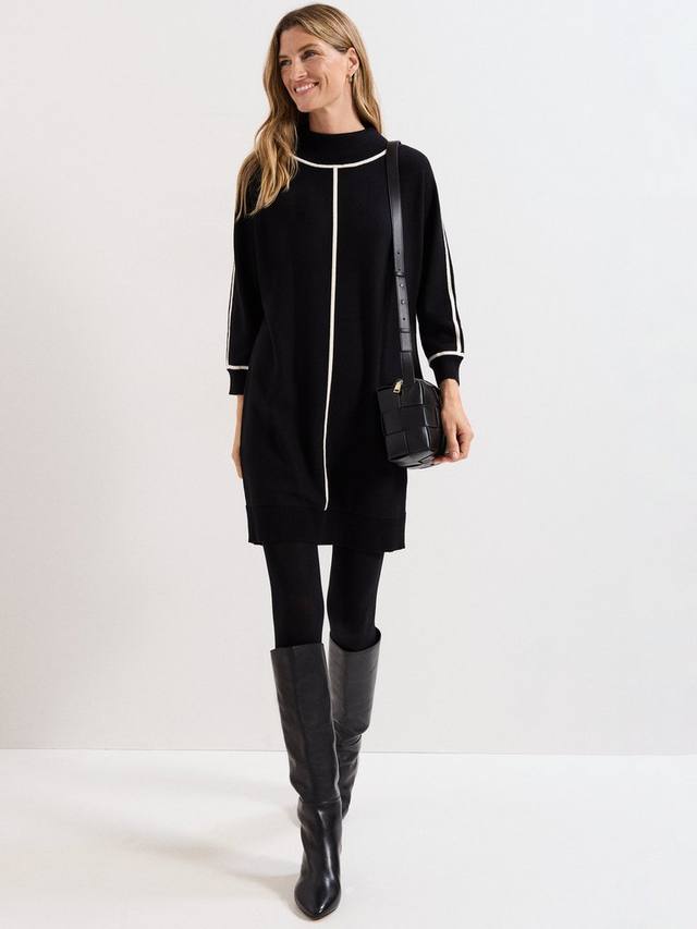 

Платье-джемпер Hallie с контрастной отделкой Phase Eight, Black/Ivory