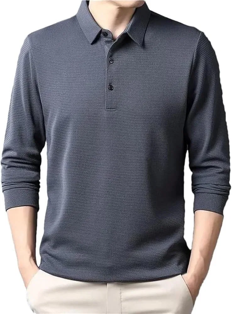 Мужское поло с длинным рукавом Athletic, дышащее, stretch, Dark Gray