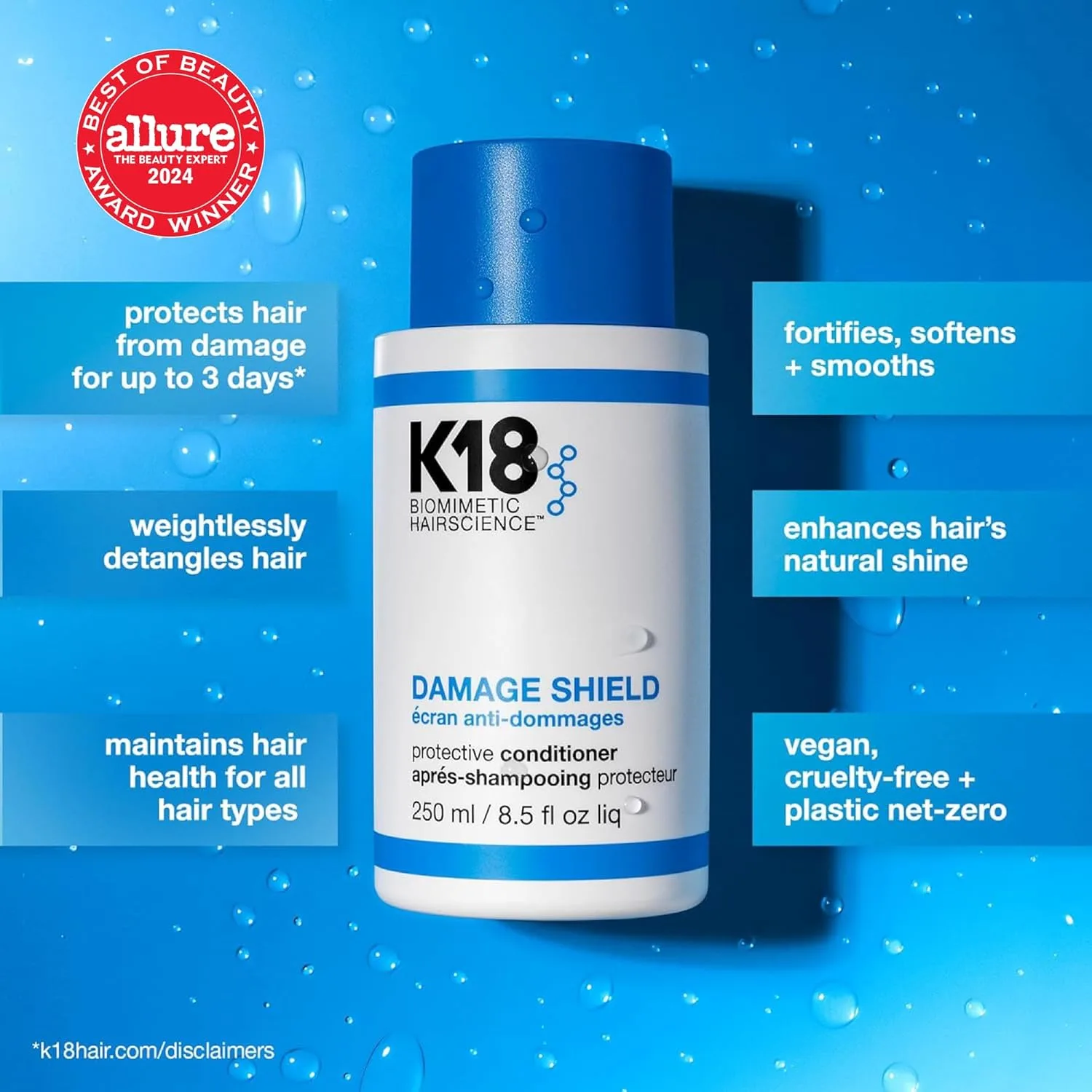 K18 Damage Control Trio: шампунь Damage Shield, кондиционер и восстанавливающая маска для волос на 4 минуты, долговременное восстановление, шампунь для окрашенных волос — фото 4
