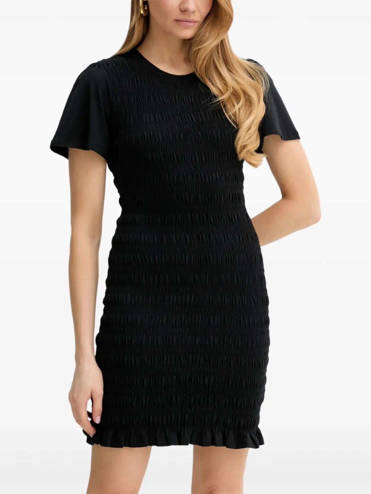 

GUESS USA мини-платье с оборками и сборками по подолу, черный