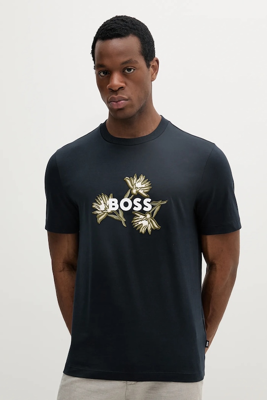 

Хлопковая футболка Boss, темно-синий