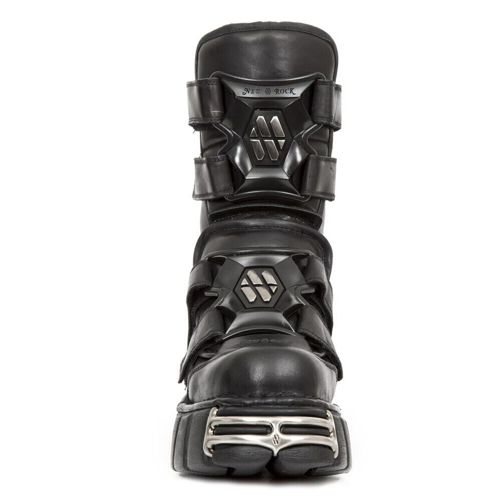Новые ботинки Mid Calf из черной кожи в стиле рок-панк New Rock — фото 3