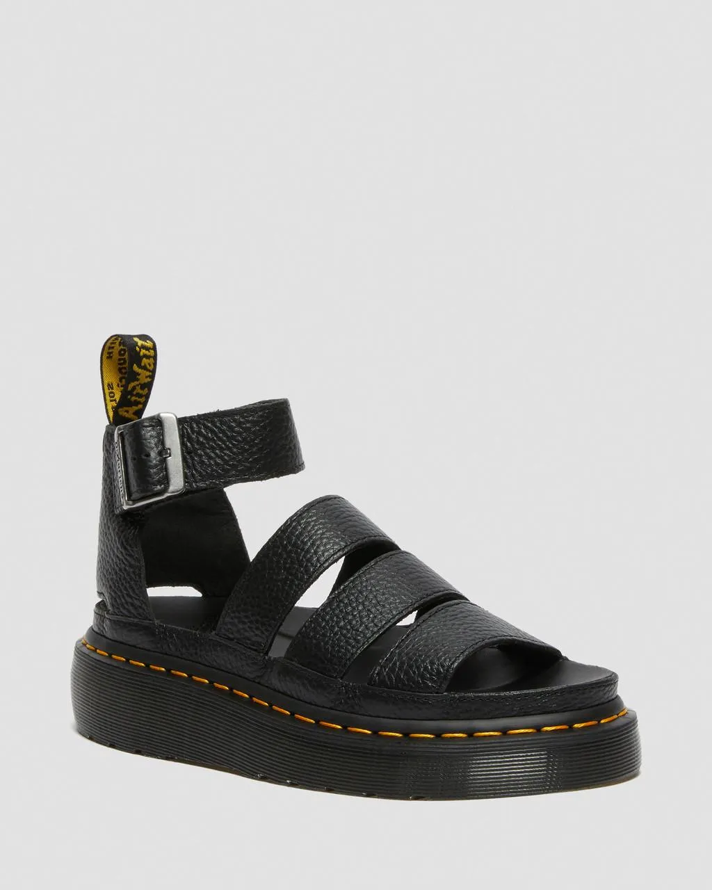 Dr. Martens Clarissa II Женские кожаные сандалии на платформе, цвет Black — Milled Nappa