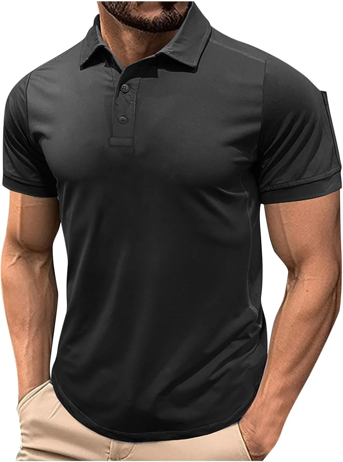 

Футболка-поло для мужчин, V-образный вырез, короткий рукав, не мнется