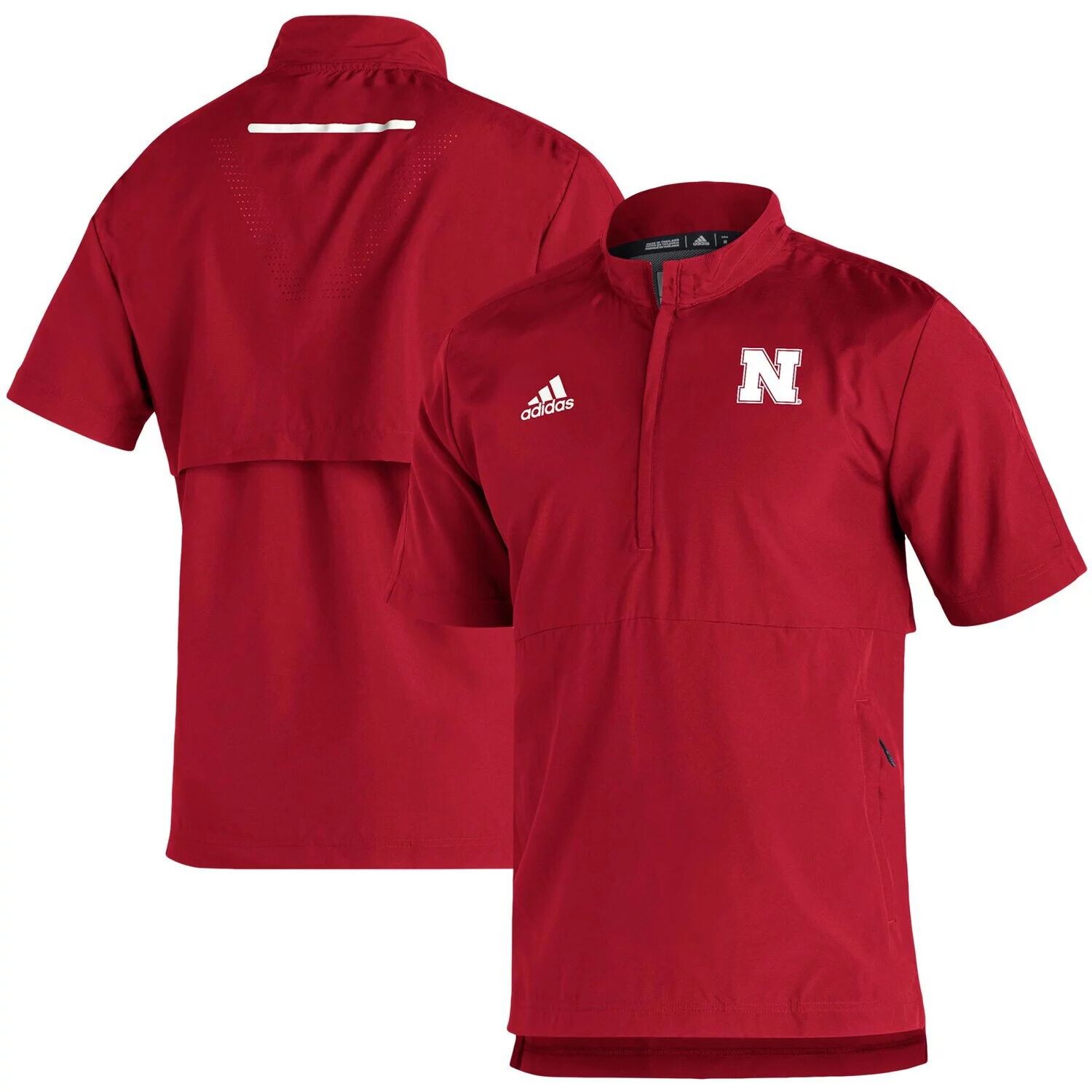 

Мужская куртка Scarlet Nebraska Huskers 2021 Sideline AEROREADY с коротким рукавом и молнией четверть adidas