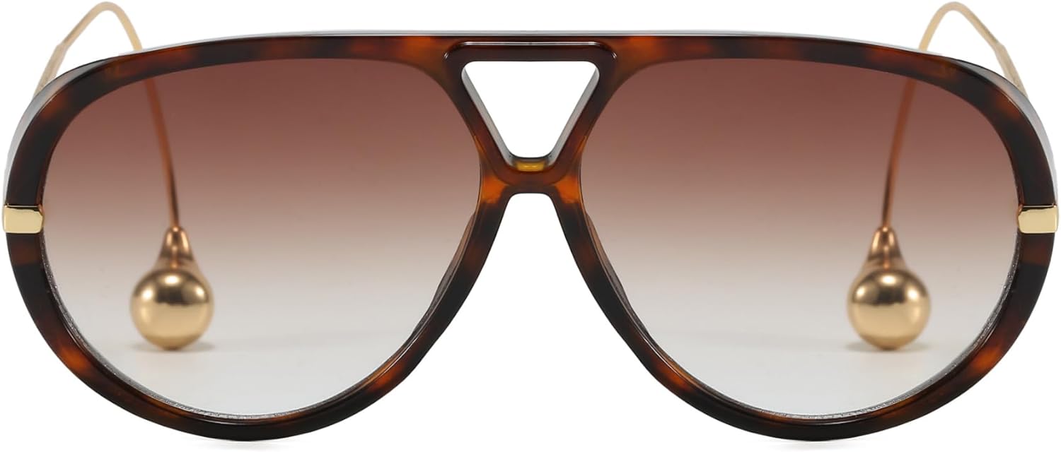 

Большие ретро-солнцезащитные очки-авиаторы большого размера для женщин с защитой UV400, регулируемыми дужками и модной оправой, модель 2026 года BOBUXLIIN, Tortoise/Gradient Brown