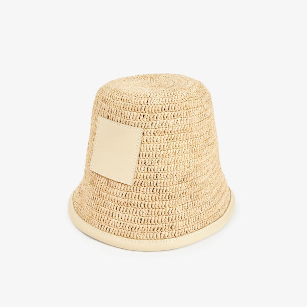 

Шляпа-Ведро из рафии с фирменной нашивкой Le bob soli Jacquemus, белый