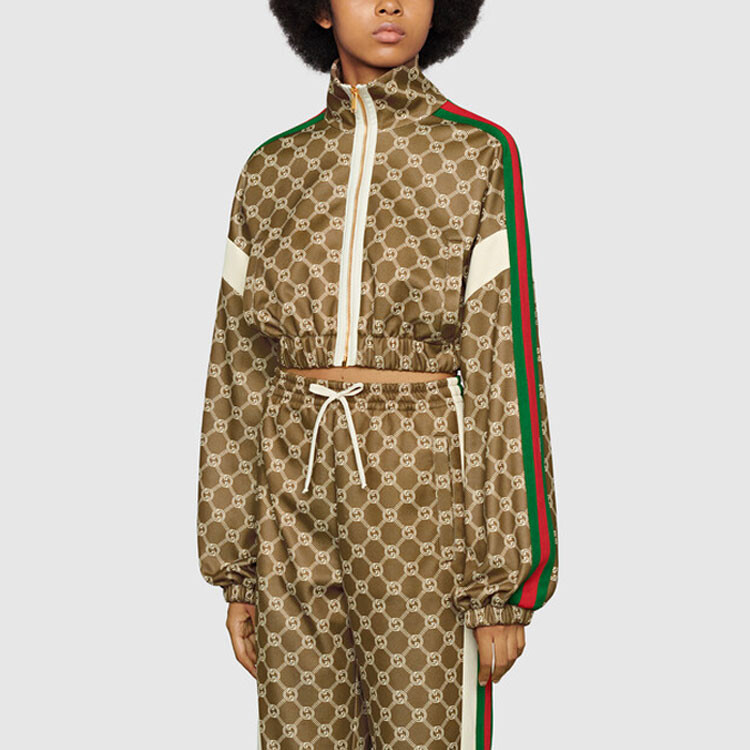Пальто женское Gucci Interlocking G укороченное, хаки — фото 4