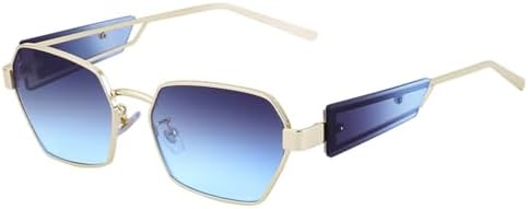 

Солнцезащитные очки в стиле панк 2027 года для женщин, винтажные многоугольные солнцезащитные очки для мужчин, солнцезащитные очки в стиле стимпанк MTZJH, C4 Gray Blue