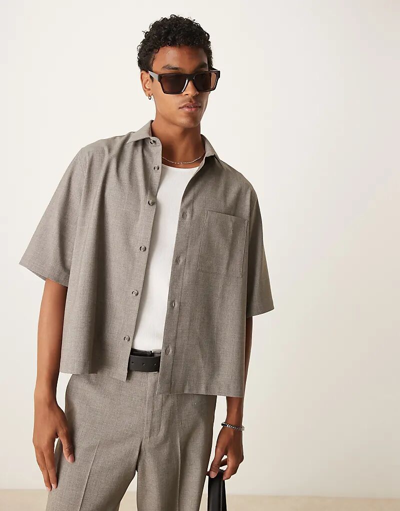 

Укороченная рубашка Revere от ASOS DESIGN в цвете «уголь»