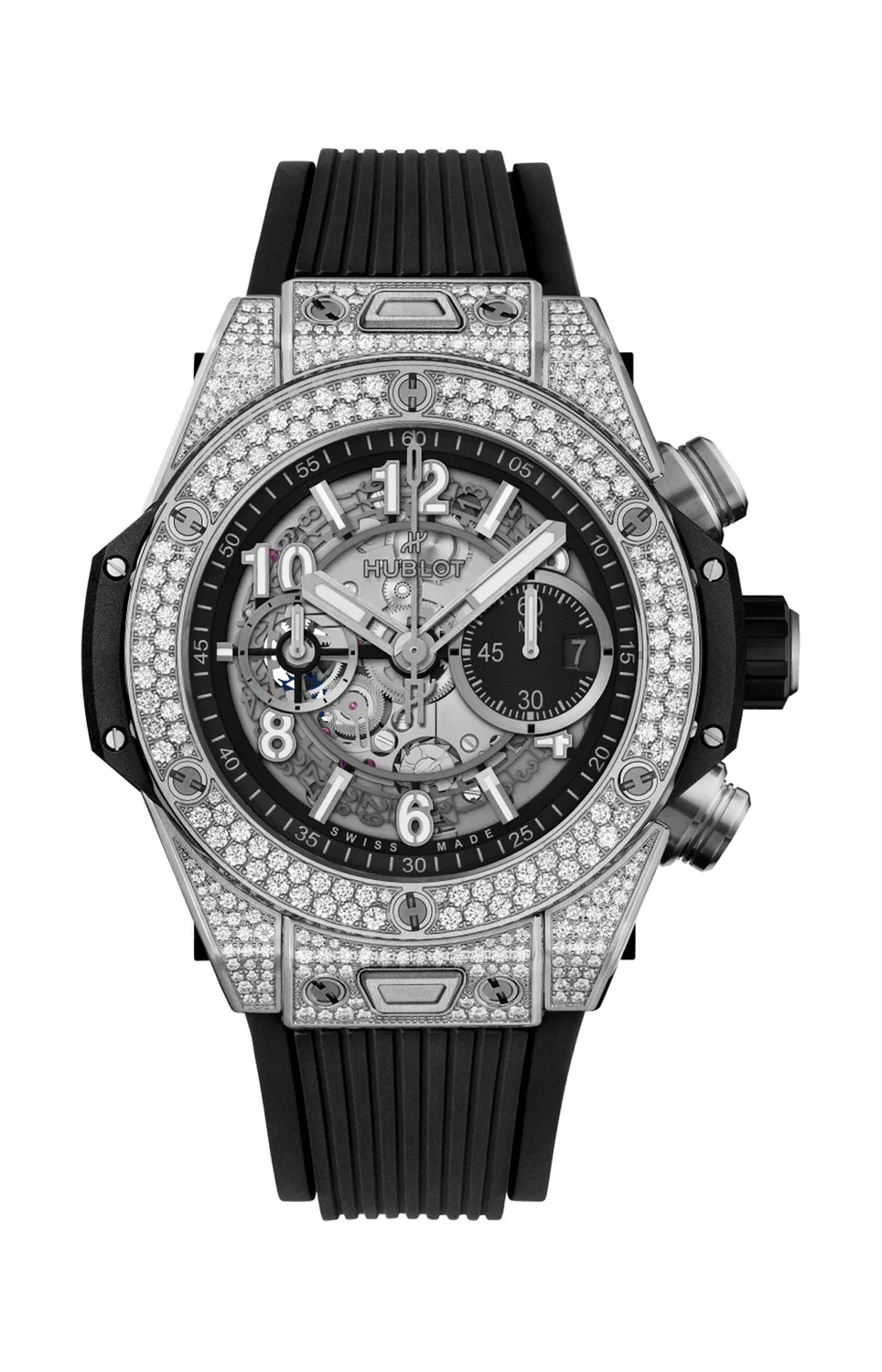 Биг Бэнг Унико Титан Паве 44 мм - 421.NX.1170.RX.1704 HUBLOT, серебряный