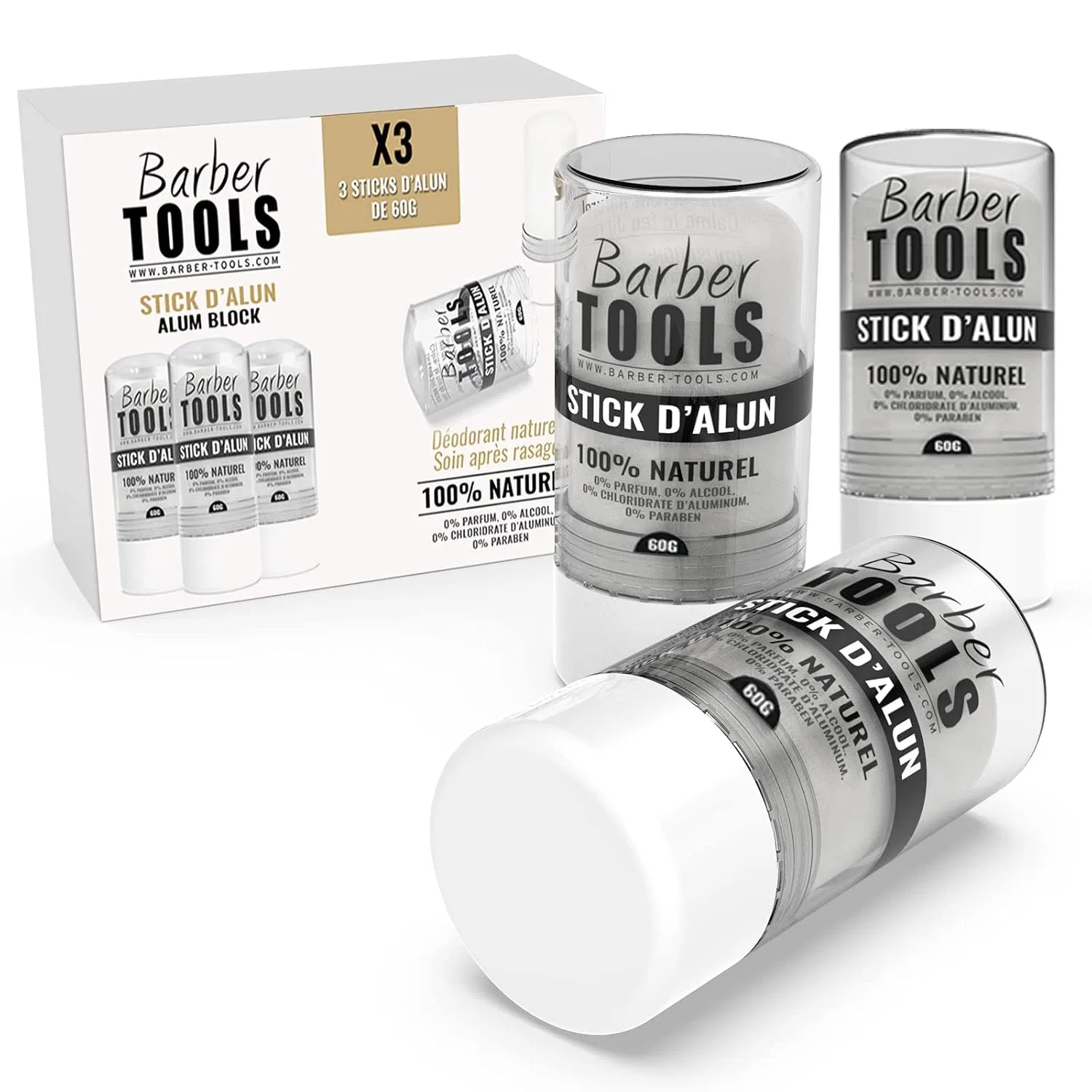 Натуральный дезодорант-стик Barber Tools из квасцового камня 3 х 60 г Barber Tools