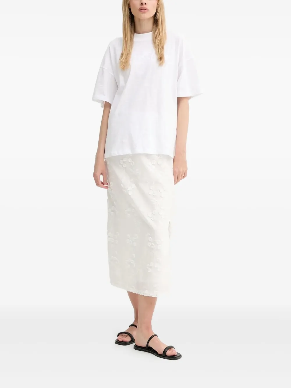 

Юбка миди Ursa с цветочной вышивкой Munthe, белый