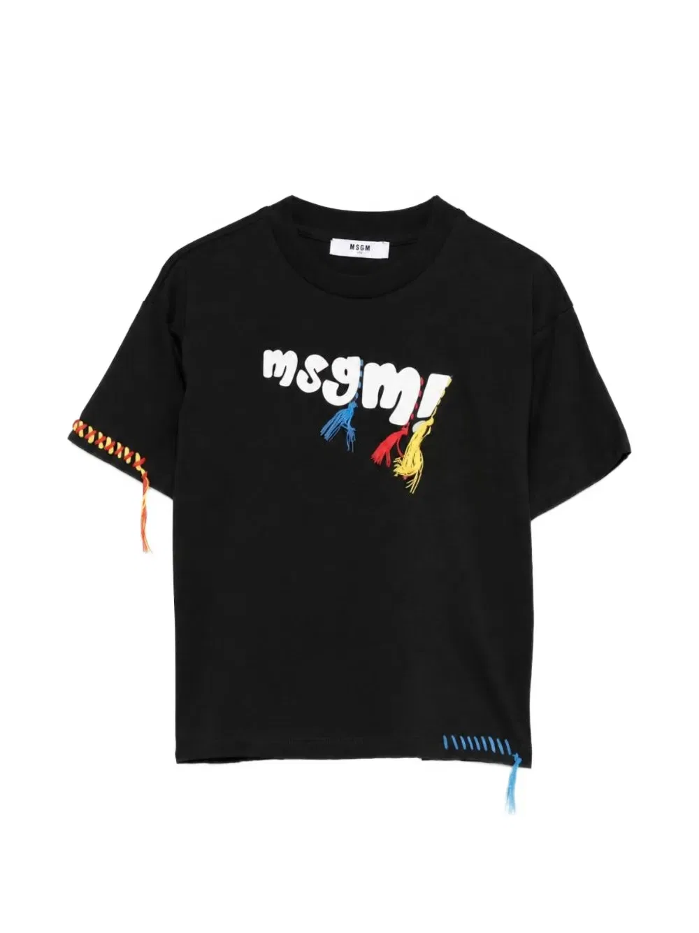 Футболка с логотипом и кисточками Msgm Kids, черный