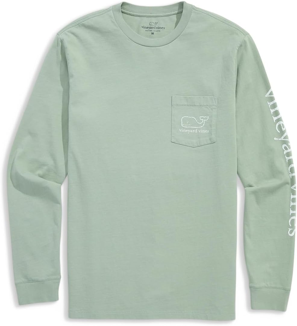 

Мужская винтажная футболка с длинным рукавом и карманом в виде кита Vineyard Vines, Dune Grass