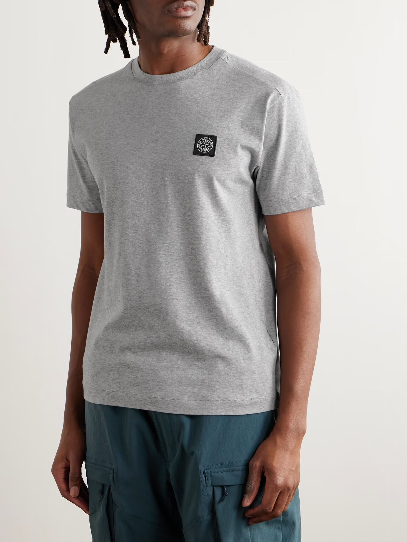Футболка из хлопкового джерси с логотипом STONE ISLAND, серый — фото 4
