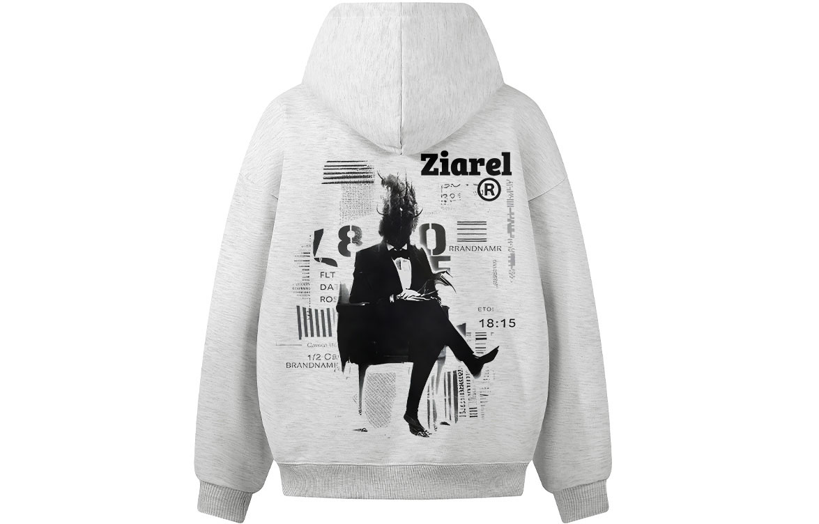 

Толстовка Unisex Hooded Moderate Heavyweight ZIAREL, белый heather серый