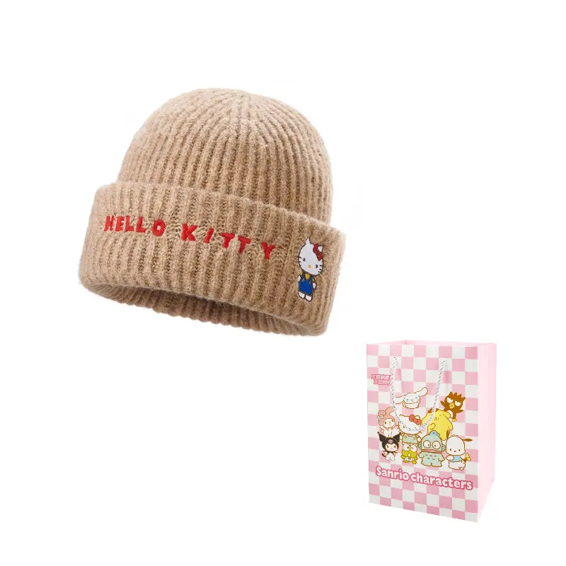 

Sanrio Женская вязаная шапка, Khaki Hello Kitty Knitted Fabric Beanie
