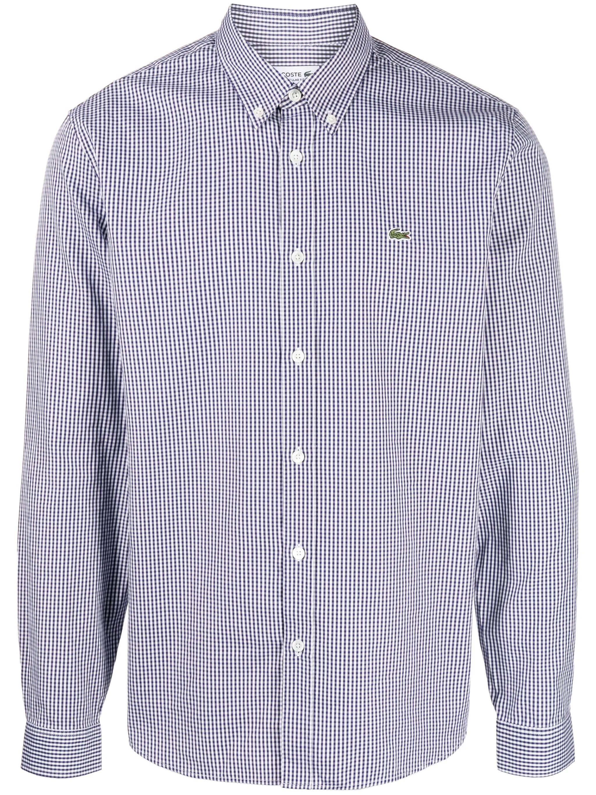 

Рубашка в клетку с воротником на пуговицах Lacoste, синий