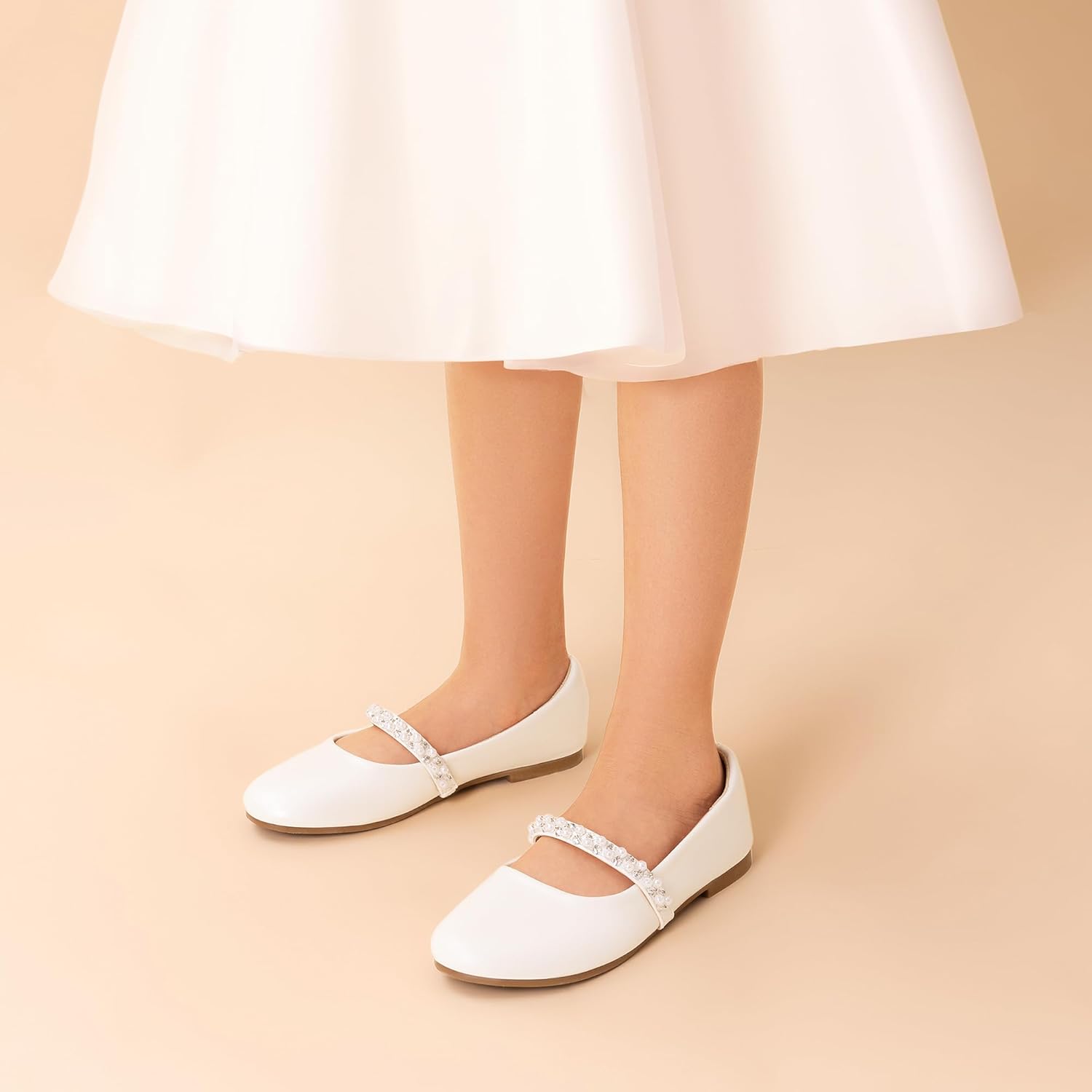 Туфли для девочек DREAM PAIRS Mary Jane Ballerina Flats для свадьбы, вечеринок (малыши/маленькие дети/старшие дети), белый — фото 2