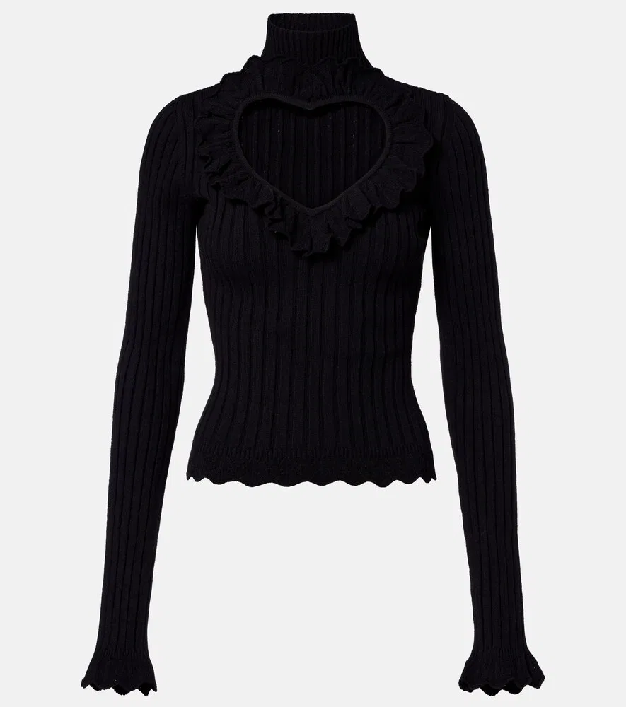 Топ из хлопковой смеси с сердечками Balenciaga, черный