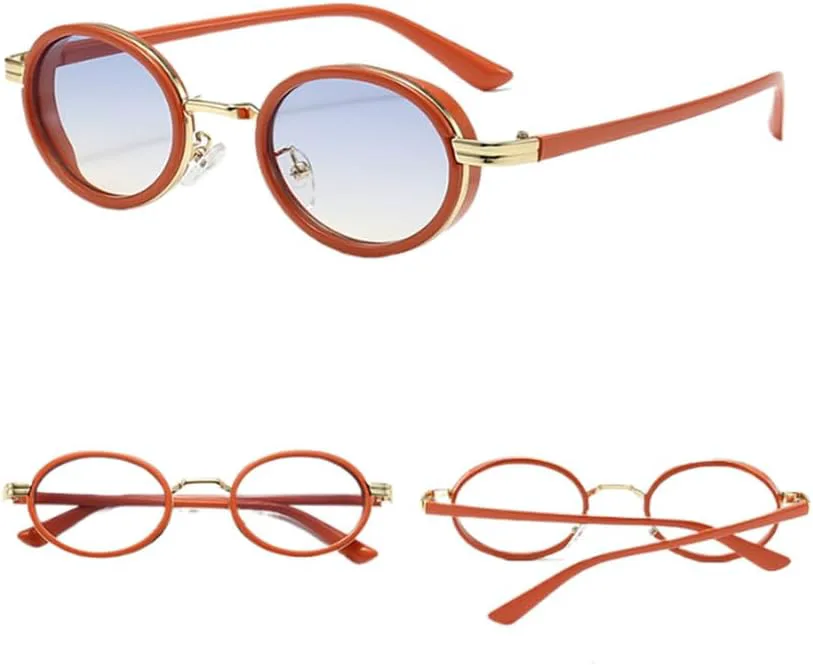 

Овальные панк-солнцезащитные очки для женщин, прозрачные градиентные, защита от УФ-излучения UV400; мужские панк-солнцезащитные очки с заклепками DSVIGF, T3