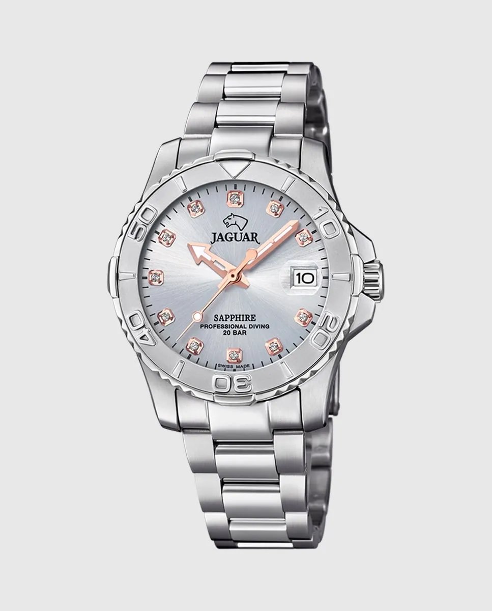 

J870/2 Женские серебристые стальные часы Jaguar, серебряный