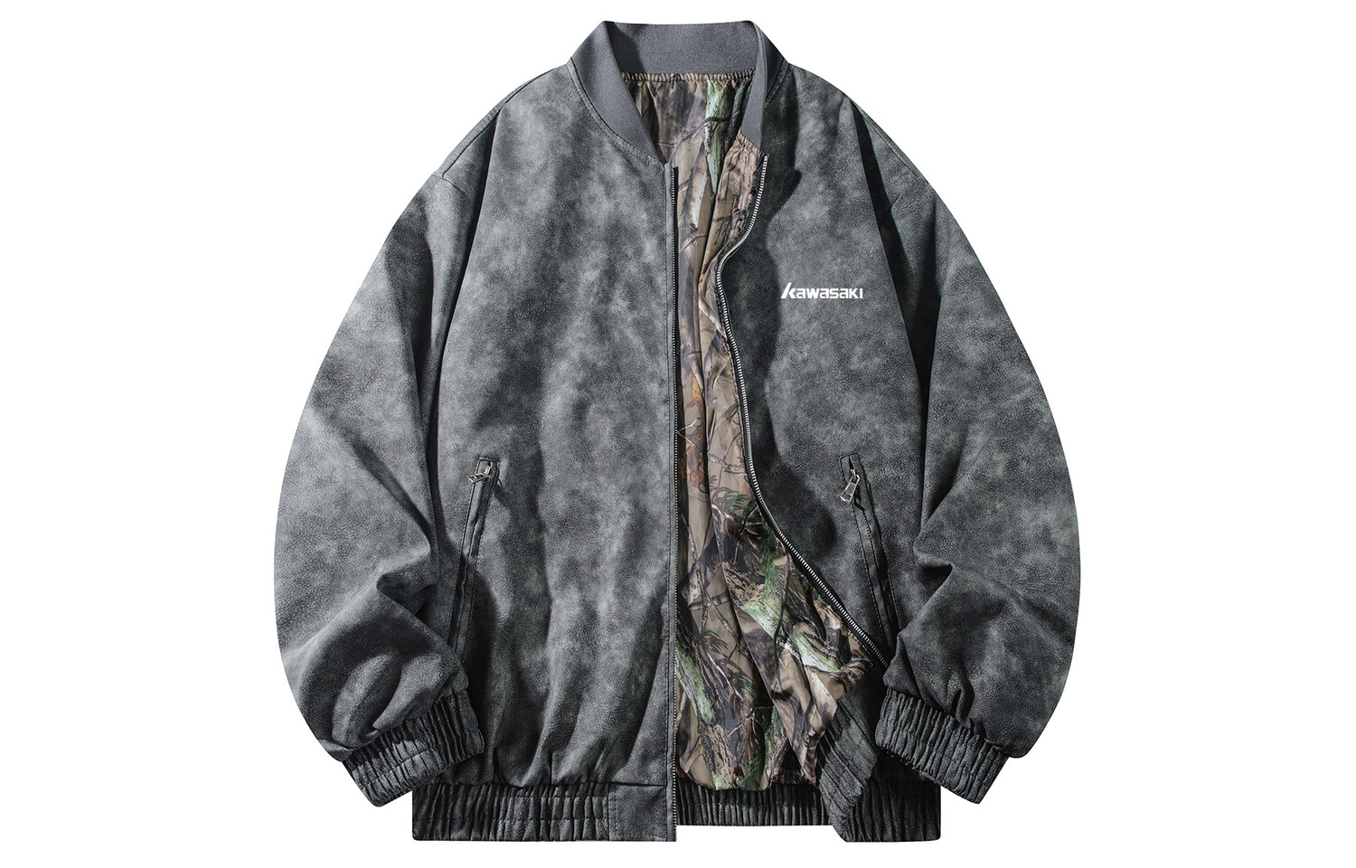 

Кожаная куртка унисекс Kawasaki, цвет Black Gray