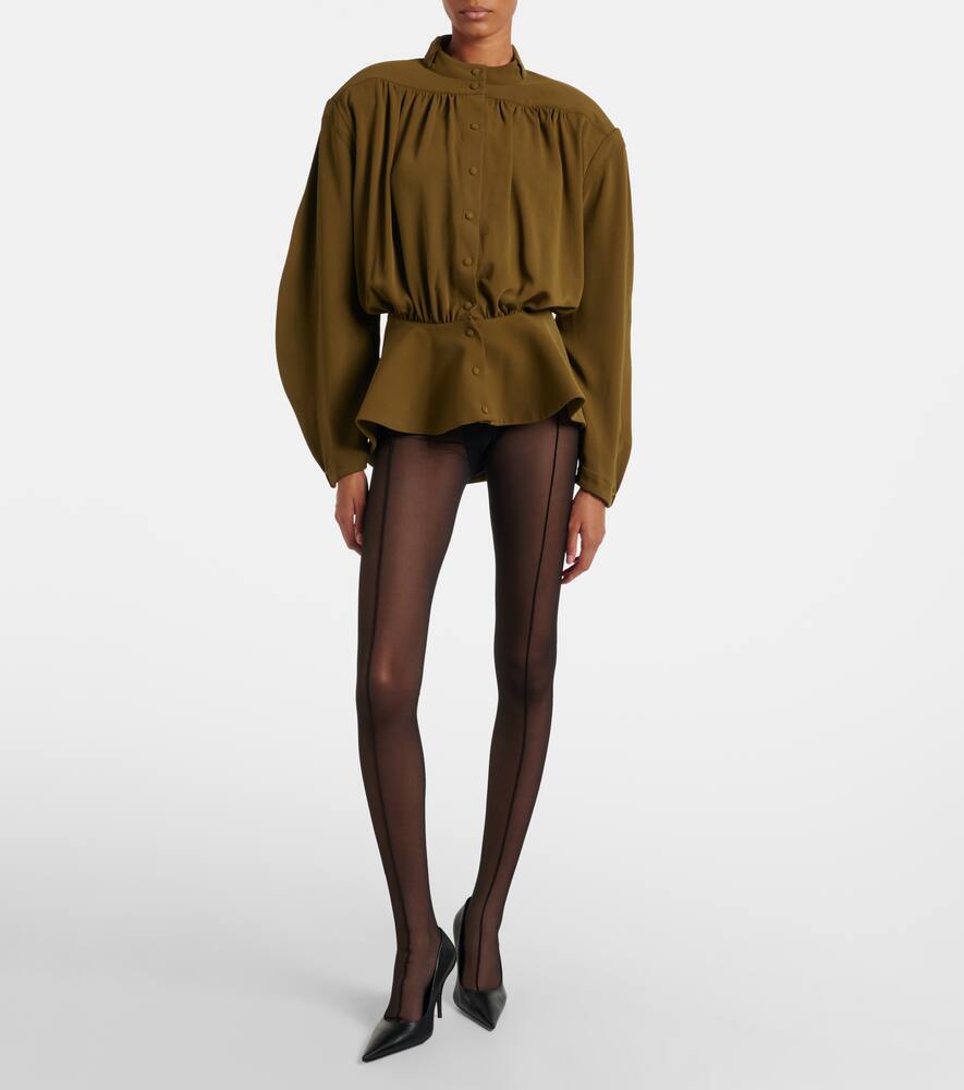 Блуза Hiver Russe из крепового твила Mugler, Olive Green — фото 2
