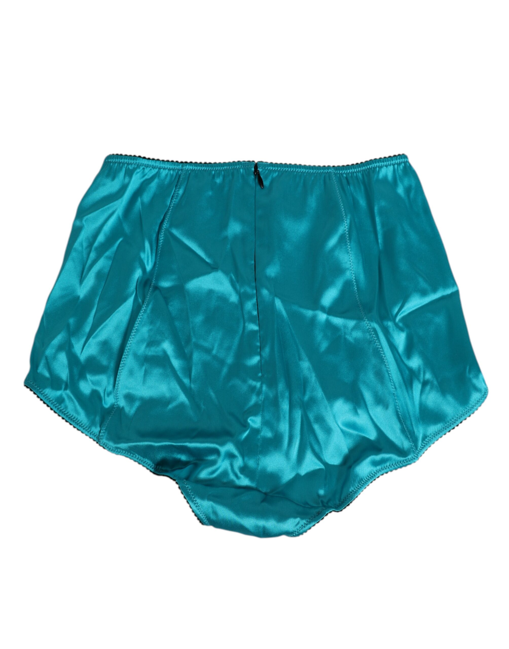 Атласные трусы-брифы с высокой талией цвета морской волны Dolce & Gabbana, Verde Aqua — фото 3