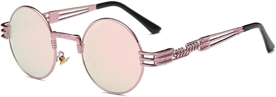 

Круглые солнцезащитные очки в стиле стимпанк для мужчин и женщин, металлические очки, винтажные солнцезащитные очки с защитой от УФ-излучения UV400 generic, Pink Frame Pink