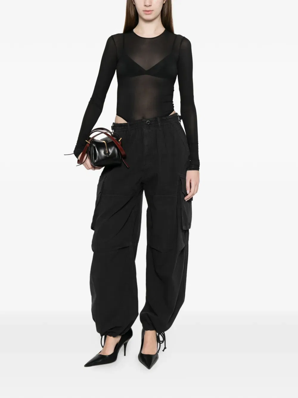 Брюки-карго на шнуровке Alexander Wang, черный — фото 2