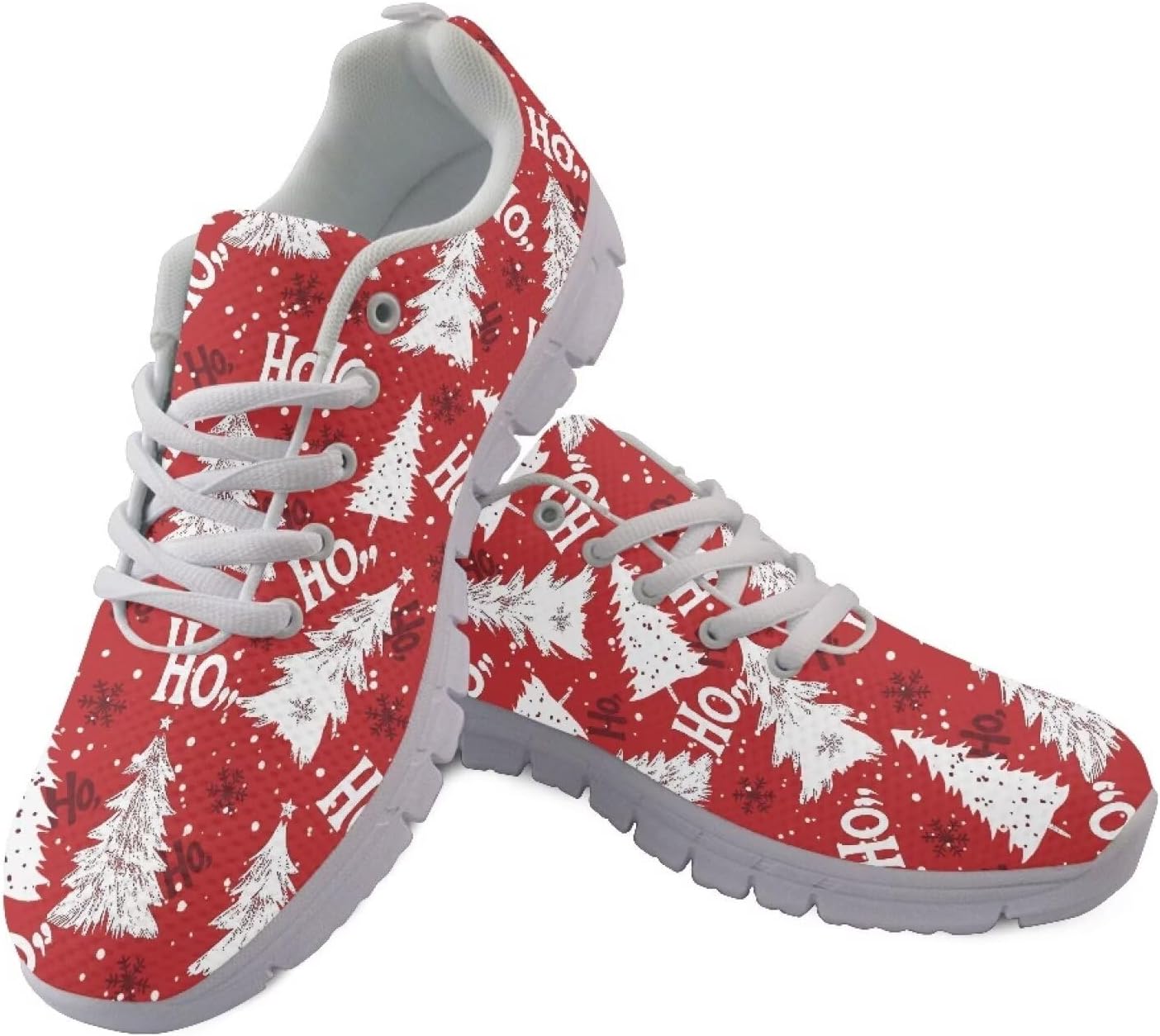 

Мужские кроссовки GIFTPUZZ с шнуровкой для занятий спортом, беговые, с высокой подошвой, дышащие, легкие, для тренажерного зала и тенниса, Christmas Tree Hohoho