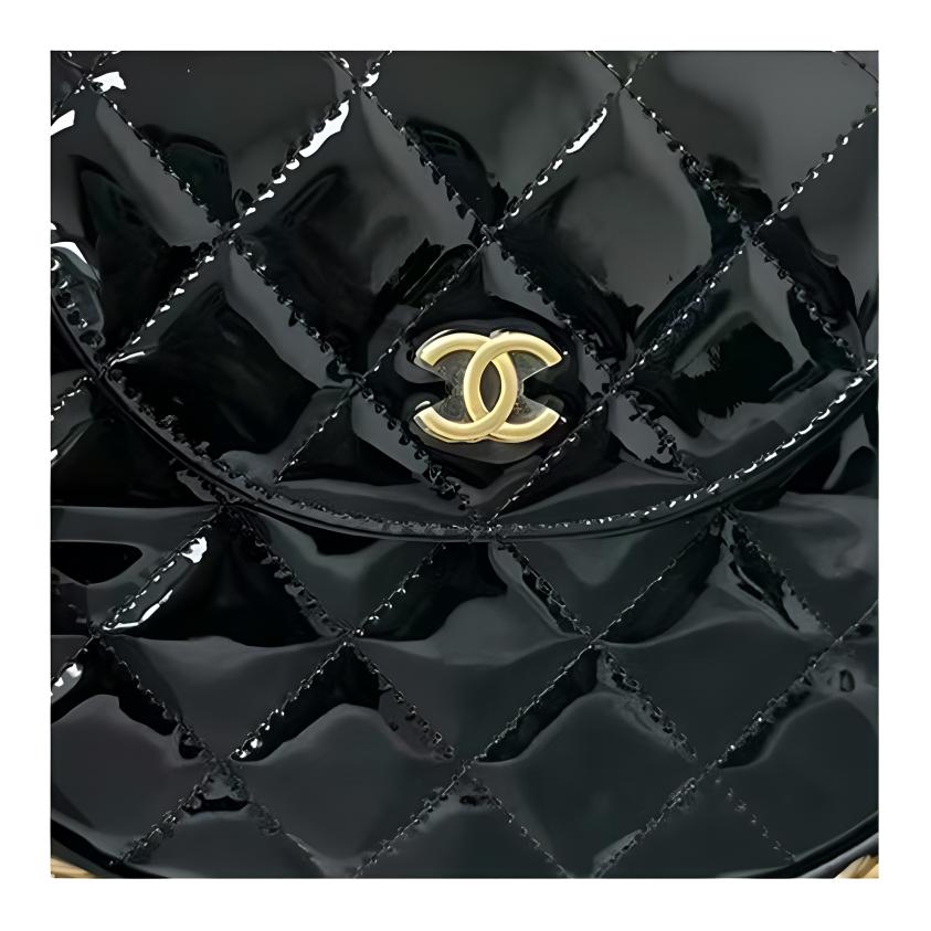 Chanel Женская клатч-сумочка из лакированной и коровьей кожи, черная — фото 3