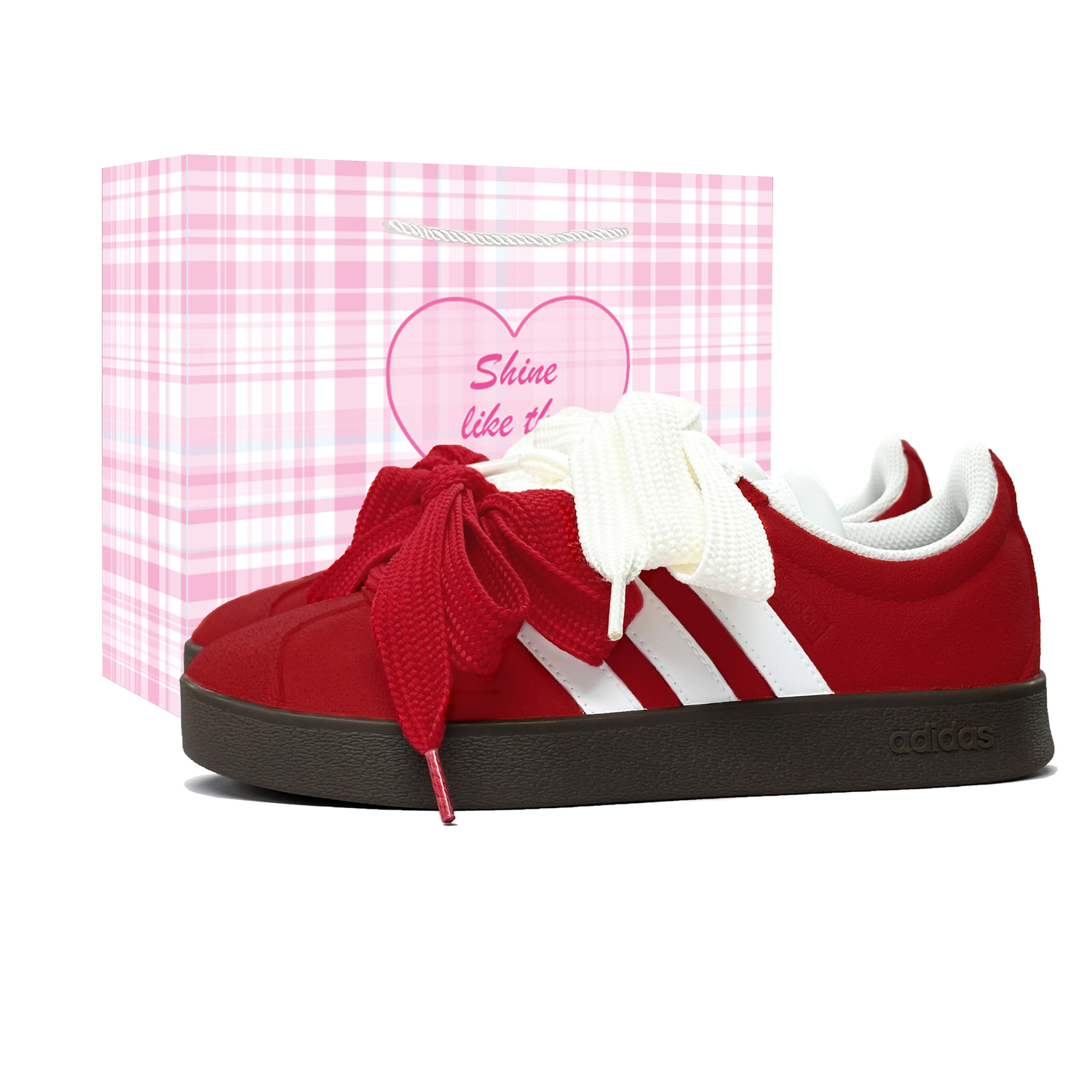 

Adidas Vl Court Classic Sweetheart Style Balance, устойчивые к истиранию низкие кроссовки для скейтбординга Unisex, темно-красные