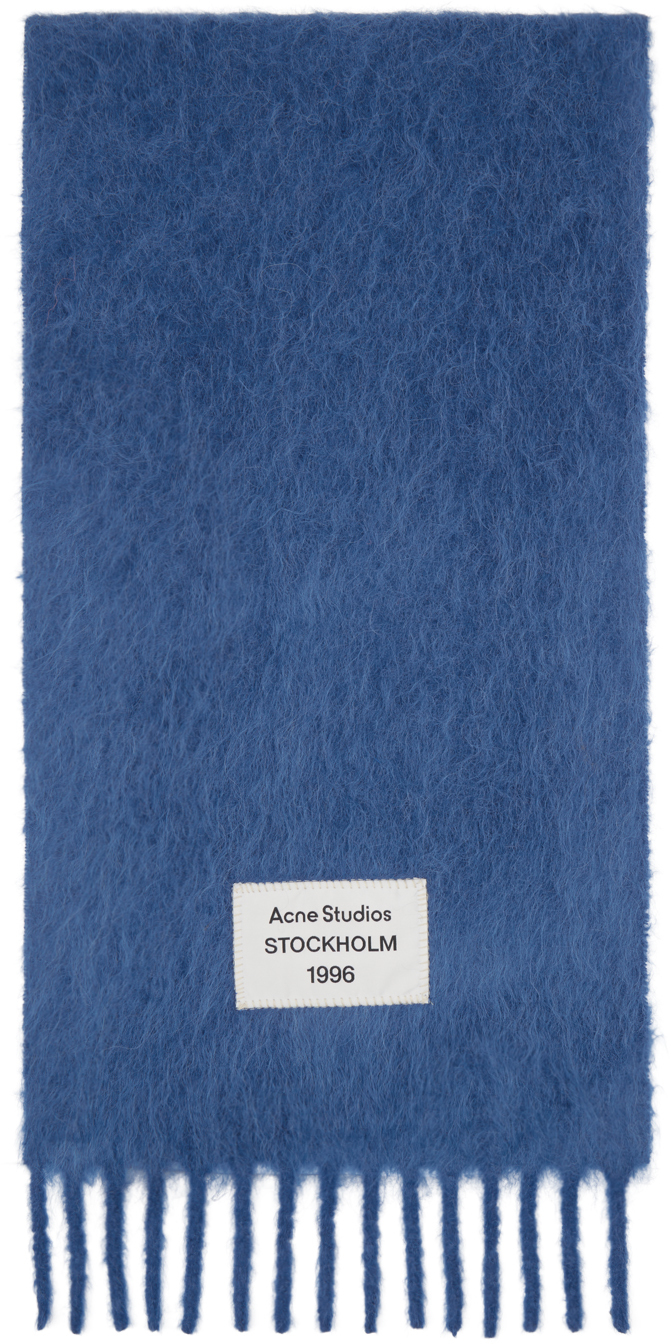 

Шарф из альпаки с синей бахромой Acne Studios
